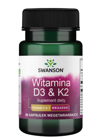Swanson witamina D3 + K2 MK-7, 60 kapsułek wegańskich