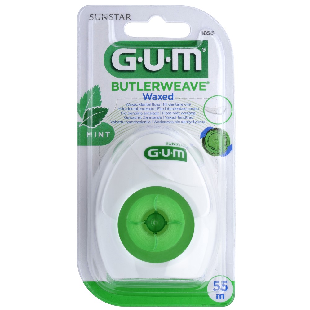 SUNSTAR GUM BUTLERWEAVE, woskowana miętowa nić dentystyczna 55 m, 1 szt.