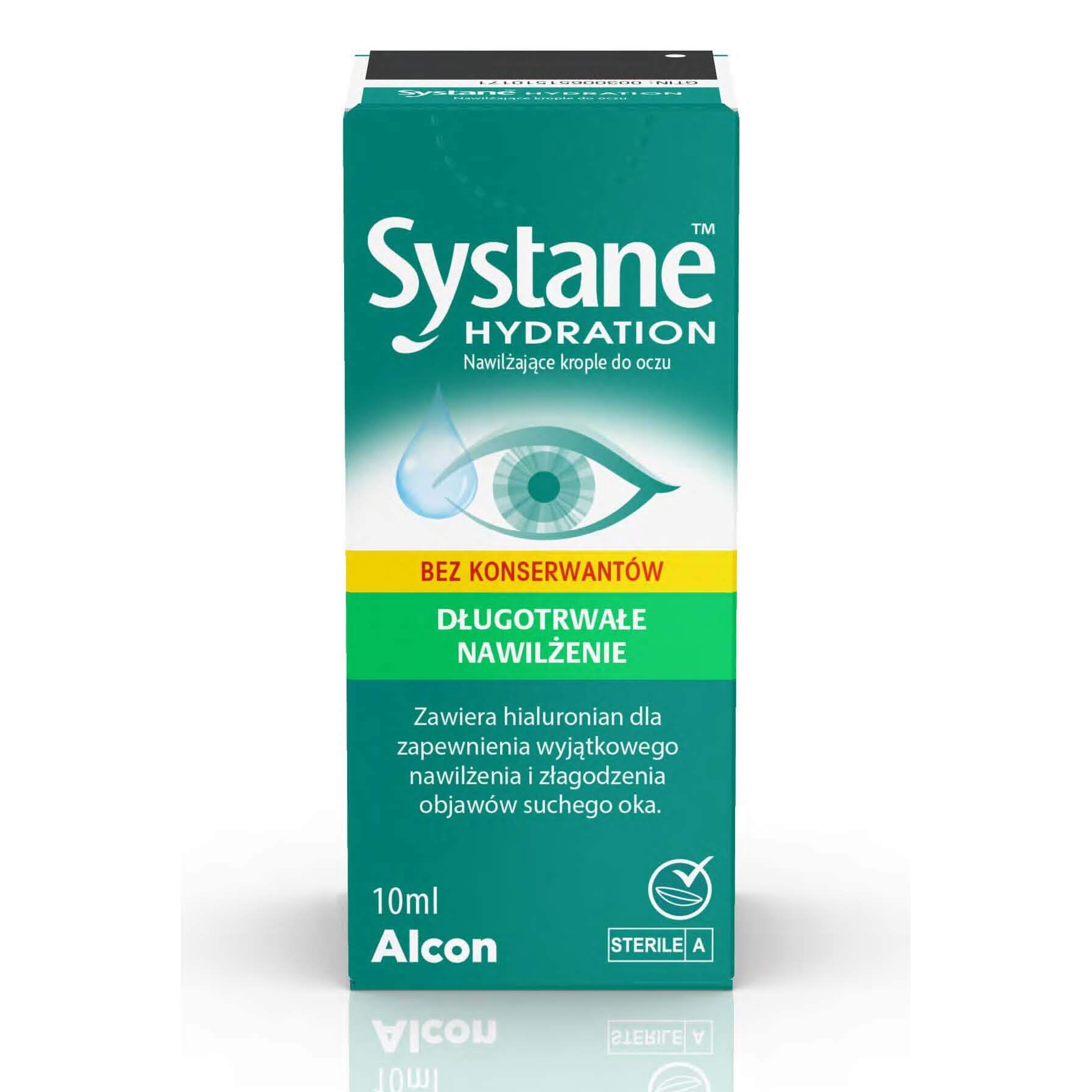 Systane Hydration, krople długotrwale nawilżające do oczu bez konserwantów, 10 ml