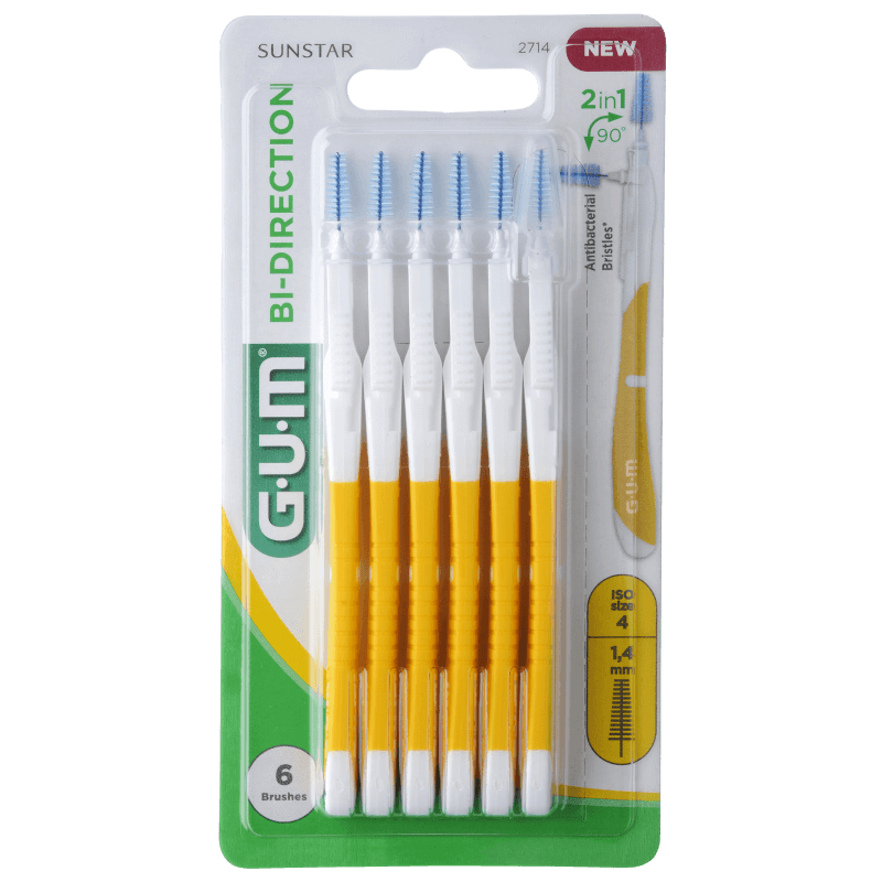 SUNSTAR GUM BI-DIRECTION, szczoteczka międzyzębowa 1,4 mm, 6 szt.