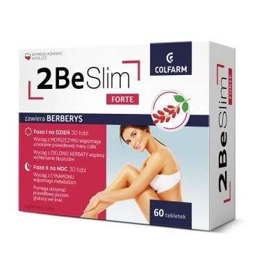 2BeSlim Forte , tabletki ze składnikami wspierającymi proces odchudzania, 60 szt.