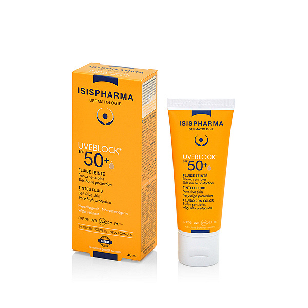 IsisPharma UVEBLOCK ULTRA UVA/UVB, fluid z filtrem delikatnie koloryzujący SPF 50+, 40 ml