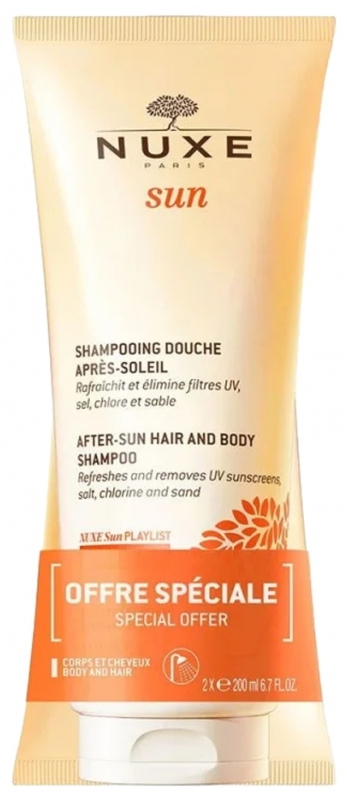 NUXE Sun, żel pod prysznic po opalaniu ciało i włosy 200 ml + 200 ml