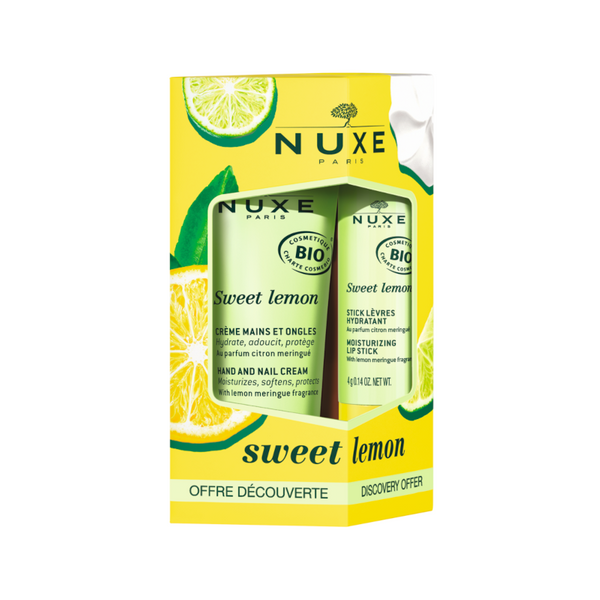Nuxe Sweet Lemon, krem do rąk i paznokci, 30 ml + pomadka do ust, 4 g
