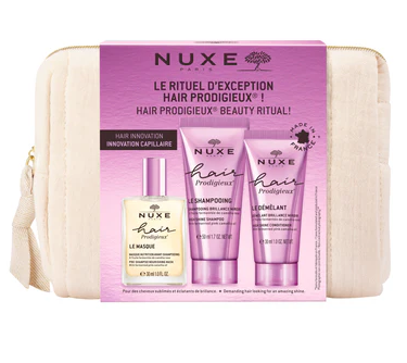 NUXE Hair Prodigieux maska, 30 ml + szampon, 50 ml + odżywka, 30 ml + kosmetyczka