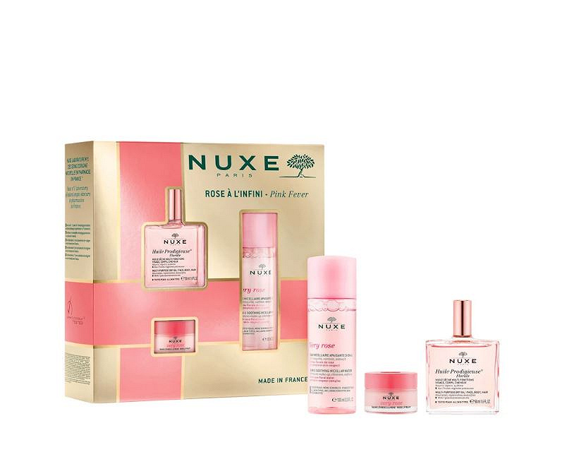 Nuxe Huile Prodigieuse Florale suchy olejek, 50 ml + oda micelarna, 100 ml + balsam do ust, 15 g