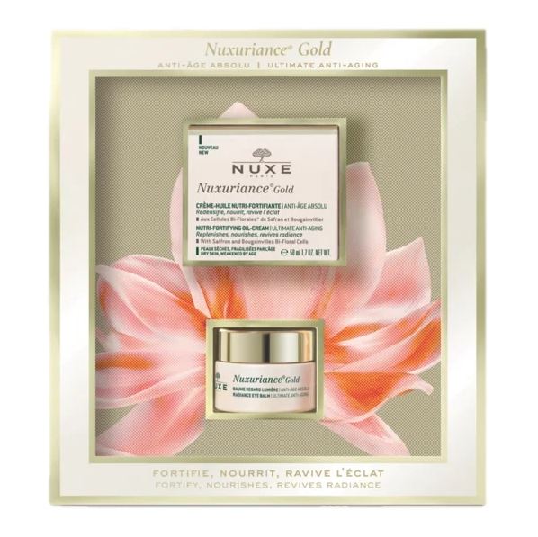 Nuxe Nuxuriance Gold zestaw ultraodżywczy: krem do twarzy, 50 ml + rozświetlający balsam pod oczy, 15 ml