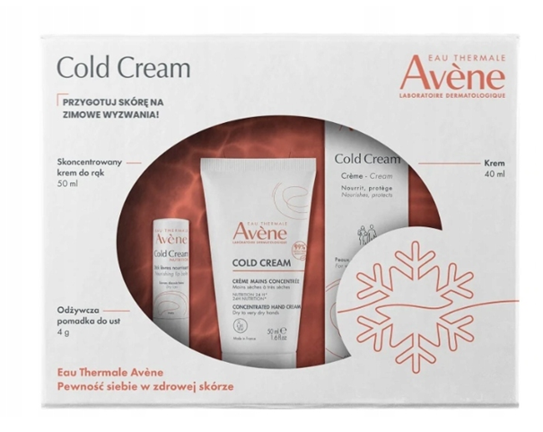 Avene Cold Cream, krem, 40 ml + krem do rąk, 50 ml + pomadka, 4 g
