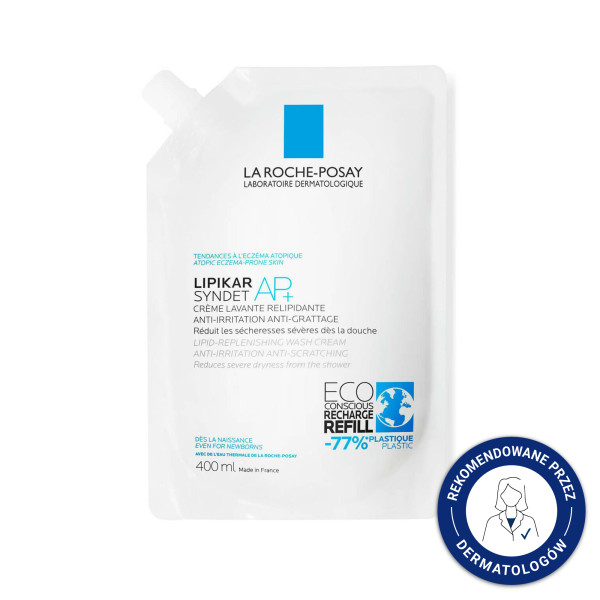La Roche-Posay Lipikar Syndet AP+ K, krem myjący, refil, 400 ml