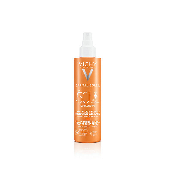 Vichy Capital Soleil Cell Protect Water Fluid, lekki spray ochronny SPF 50+ 200 ml