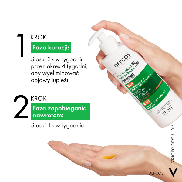 Vichy Dercos DS, szampon przeciwłupieżowy z odżywką 2w1, 390 ml