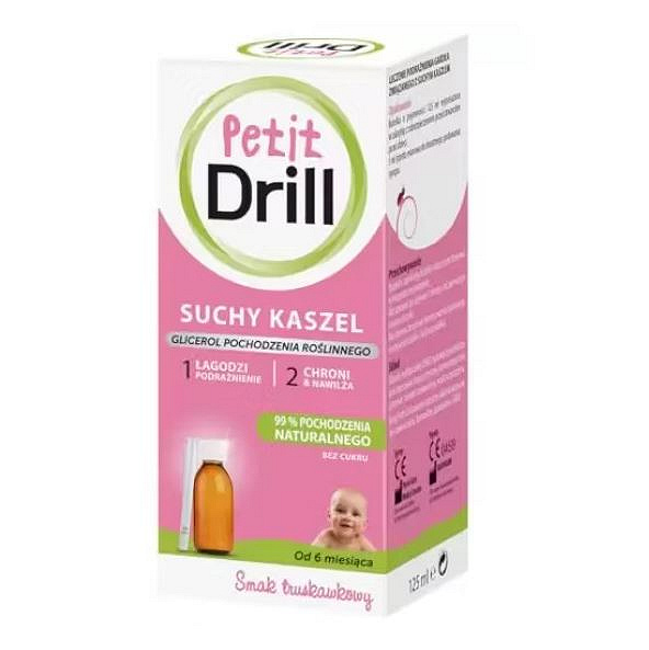 Petit Drill syrop 125 ml, syrop na suchy kaszel dla dzieci, 125 ml