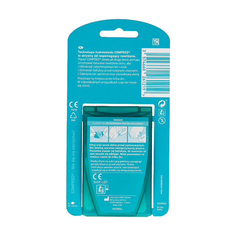Compeed Plastry na haluksy, uśmierzające ból i ucisk przy zwyrodnieniach kostnych, 5 szt.