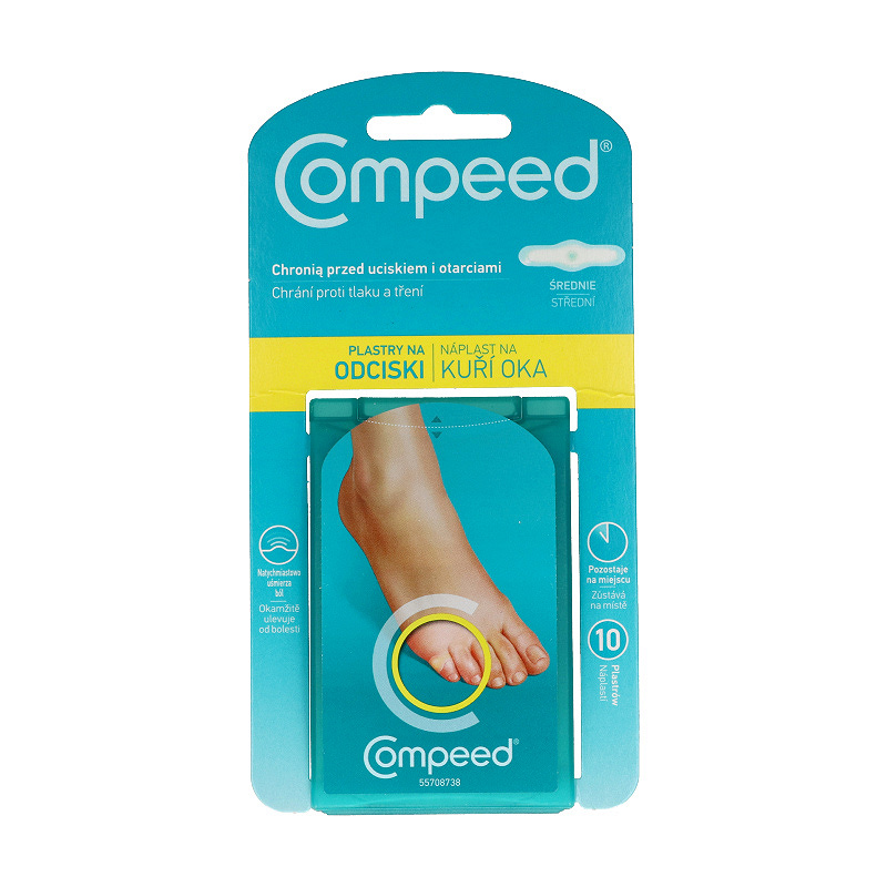 Compeed Plastry na odciski na palce, nawilżające zmiękczające i usuwające odcisk, rozmiar średni, 10 szt.