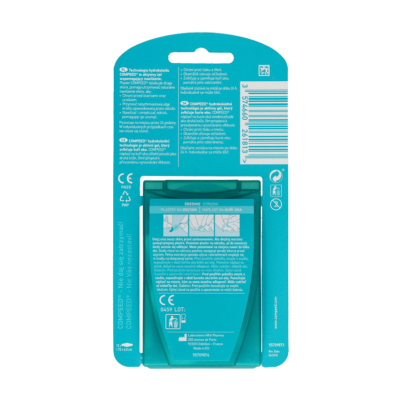 Compeed Plastry na odciski na palce, nawilżające zmiękczające i usuwające odcisk, rozmiar średni, 10 szt.