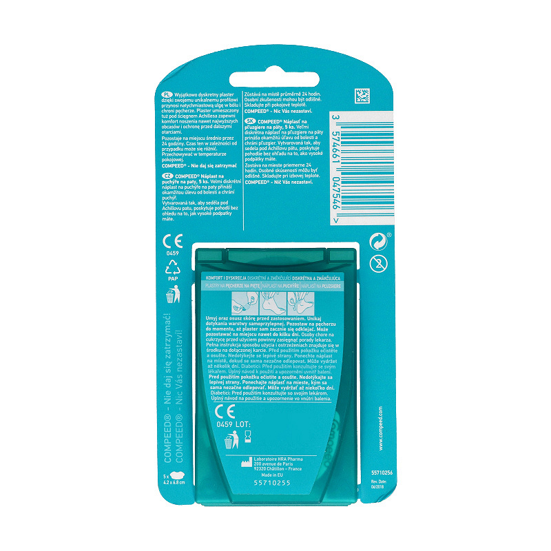 Compeed Plastry na pęcherze na piętę, uśmierzający ból wspomagające gojenie się ran, rozmiar średni, 5 szt.   
