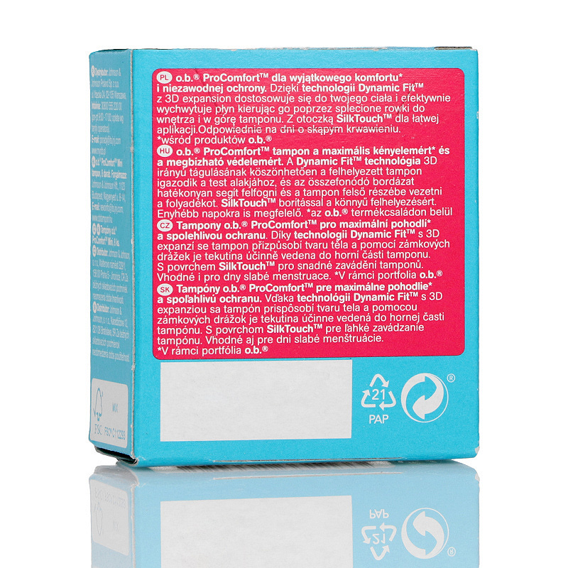 Tampony O.B. ProComfort Mini, na dni o skąpnym krawieniu, 8 szt.