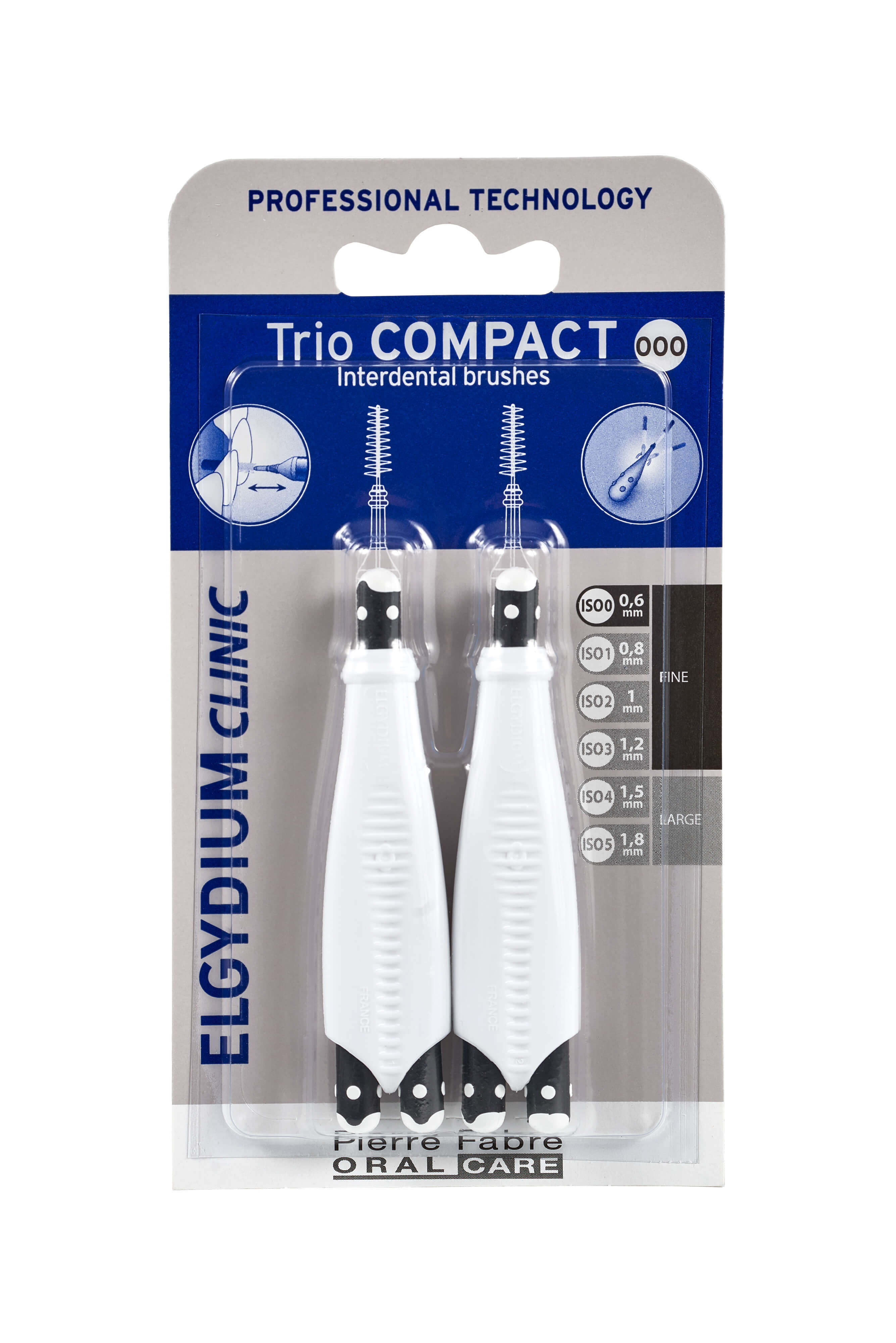 Elgydium Clinic Trio Compact 000, szczoteczki międzyzębowe 0,6 mm, 2 szt.