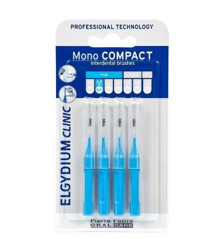 Elgydium Clinic Mono Compact 1 , szczoteczki do przestrzeni międzyzębowych, niebieskie, 4 szt.