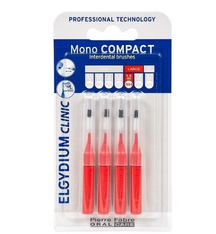 Elgydium Clinic Mono Compact 4, szczoteczki międzyzębowe czerwone, 4 szt.