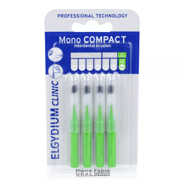 Elgydium Clinic Mono Compact, szczoteczka międzyzębowa zielona 2,2mm, 4 szt.