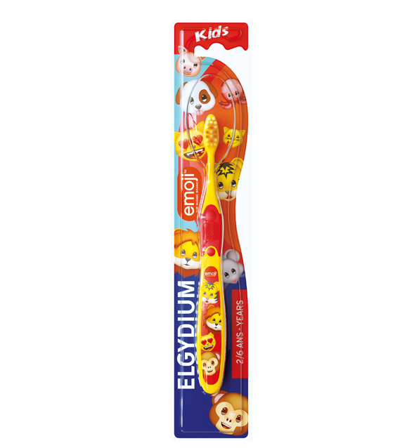 Elgydium Emoji Kids, szczoteczka do zębów dla dzieci w wieku 2-6 lat, 1 szt.
