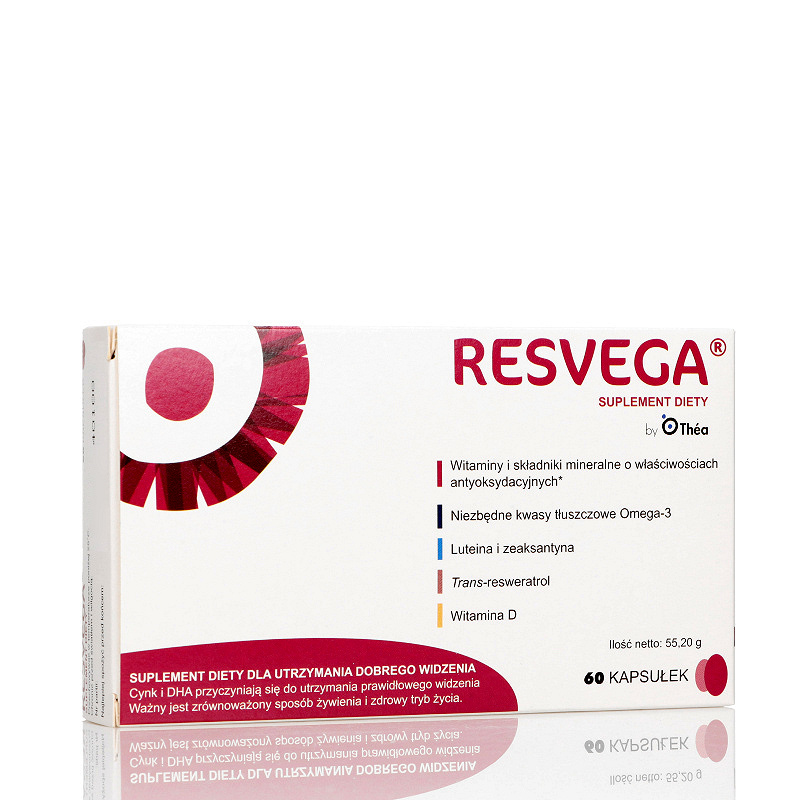 Resvega, kapsułki ze składnikami wspierającymi prawidłowe widzenie, 60 szt.