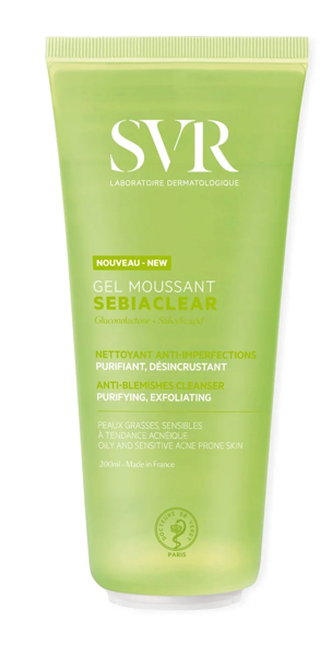 SVR SEBIACLEAR Gel Moussant, żel do mycia skóry tłustej i trądzikowej, 200 ml