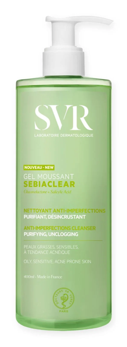 SVR SEBIACLEAR Gel Moussant, żel do mycia skóry tłustej i trądzikowej, 400 ml