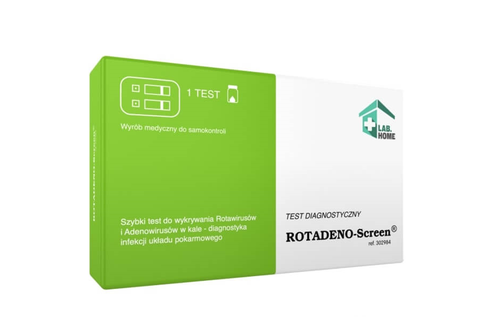 Test ROTADENO-Screen test do wykrywania rotawirusów i adenowirusów w kale, 1 szt.
