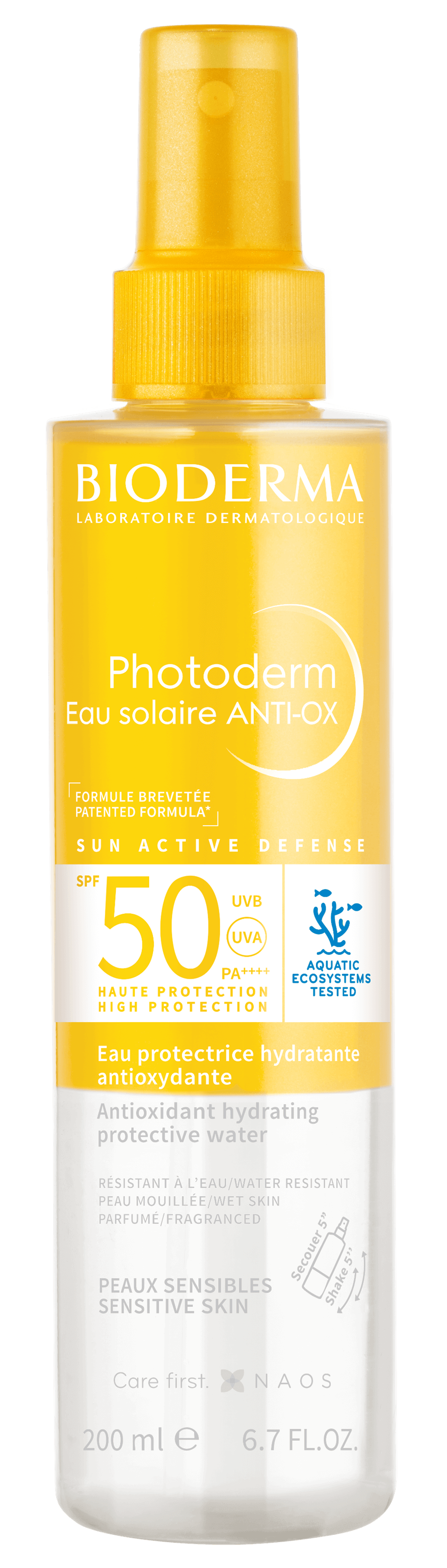 Bioderma Photoderm Eau Solaire Anti-Ox, dwufazowa woda ochronna, SPF 50+ , 200 ml