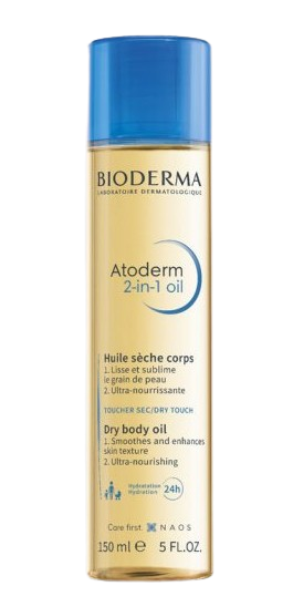 BIODERMA ATODERM 2-in-1 Oil suchy olejek do ciała, 150 ml KR&Oacute;TKA DATA 28.02.2026