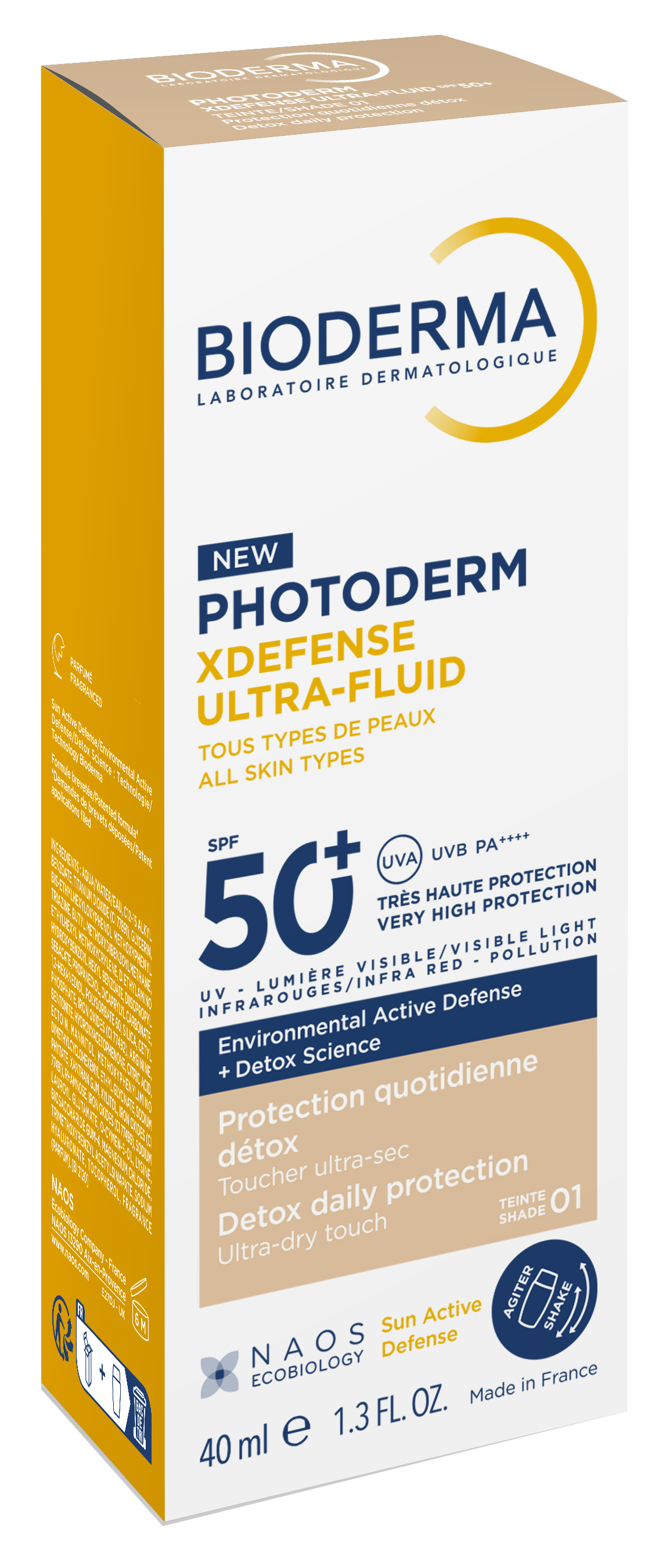 Bioderma Photoderm Xdefense Ultra-Fluid, ultralekki fluid, SPF 50+, kolor 01, 40 ml