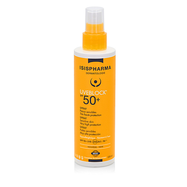 IsisPharma UVEBLOCK, spray o bardzo wysokiej ochronie SPF 50+, 200 ml