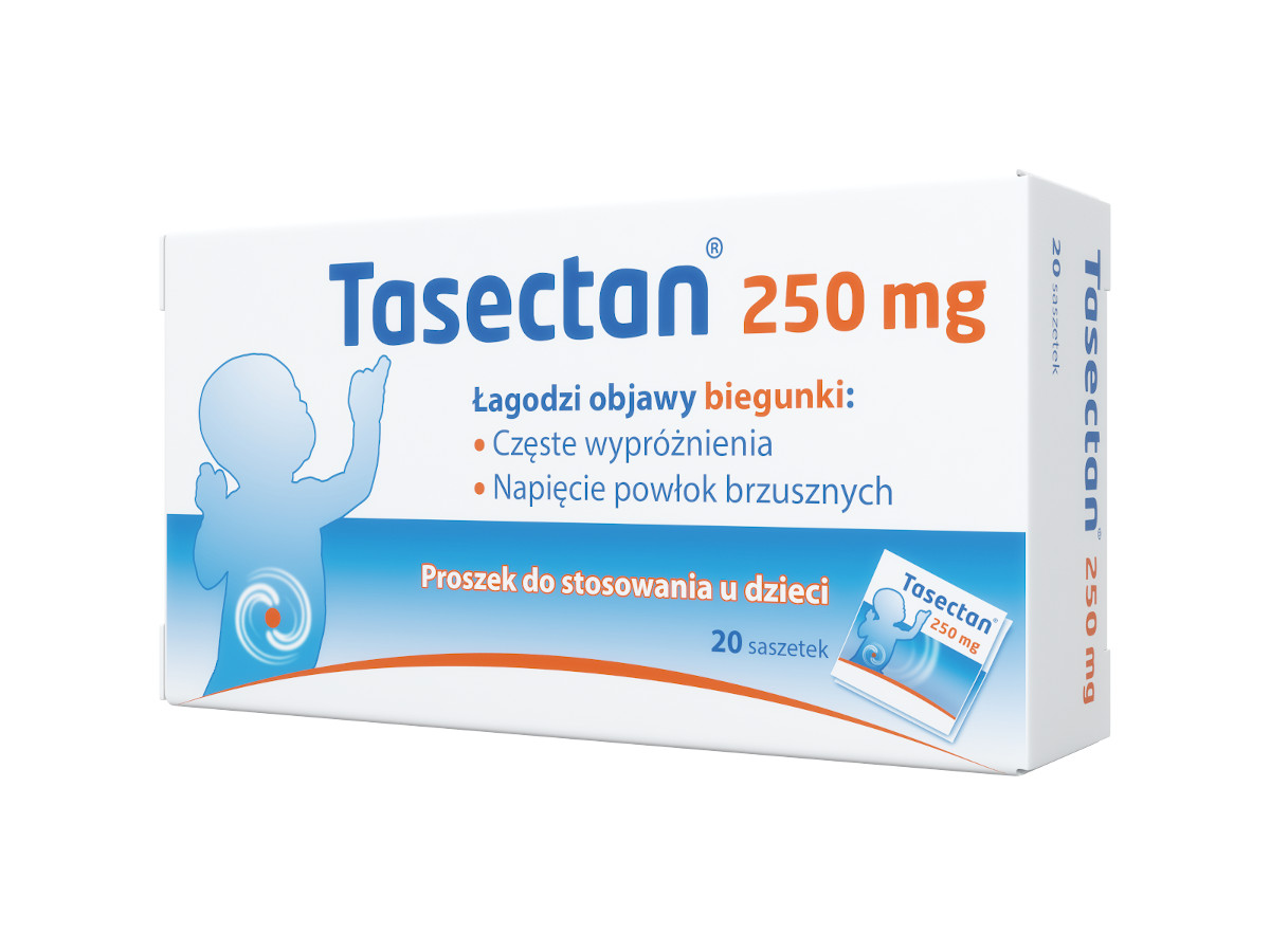 Tasectan 250 mg, proszek łagodzący objawy biegunki, 20 sasz.