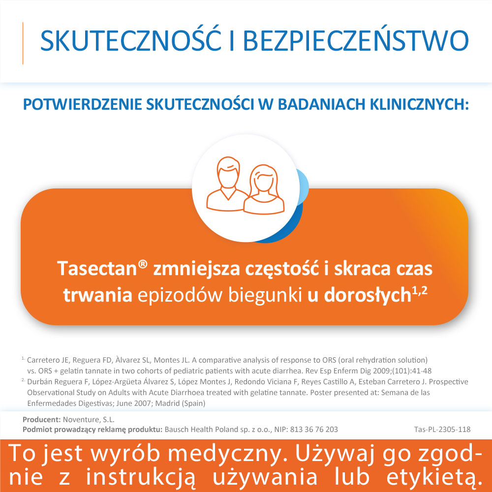 Tasectan 500 mg, kapsułki łagodzące objawy biegunki, 15 szt.
