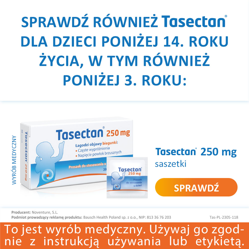 Tasectan 500 mg, kapsułki łagodzące objawy biegunki, 15 szt.