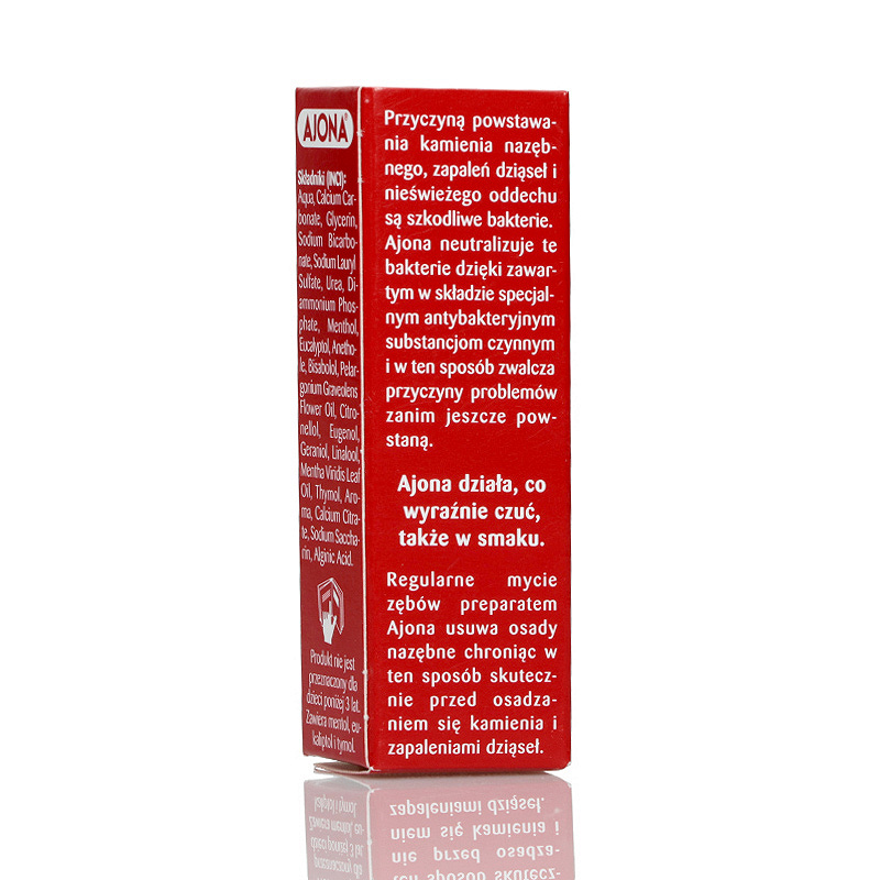 Ajona Stomaticum , koncentrat pasty do zębów zapobiegający powstawaniu kamienia nazębnego i zapaleniu dziąseł, 6 ml