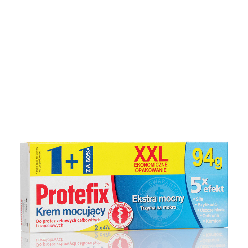 Protefix Ekstra mocny XXL, krem mocujący do protez, zestaw: 47 g x 2 opakowania