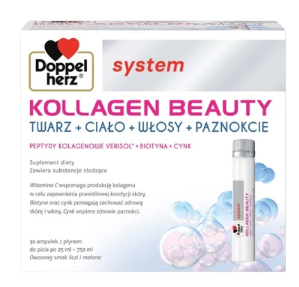Doppelherz System Kollagen Beauty, smak pomarańcza i marakuja, 30 sztuk