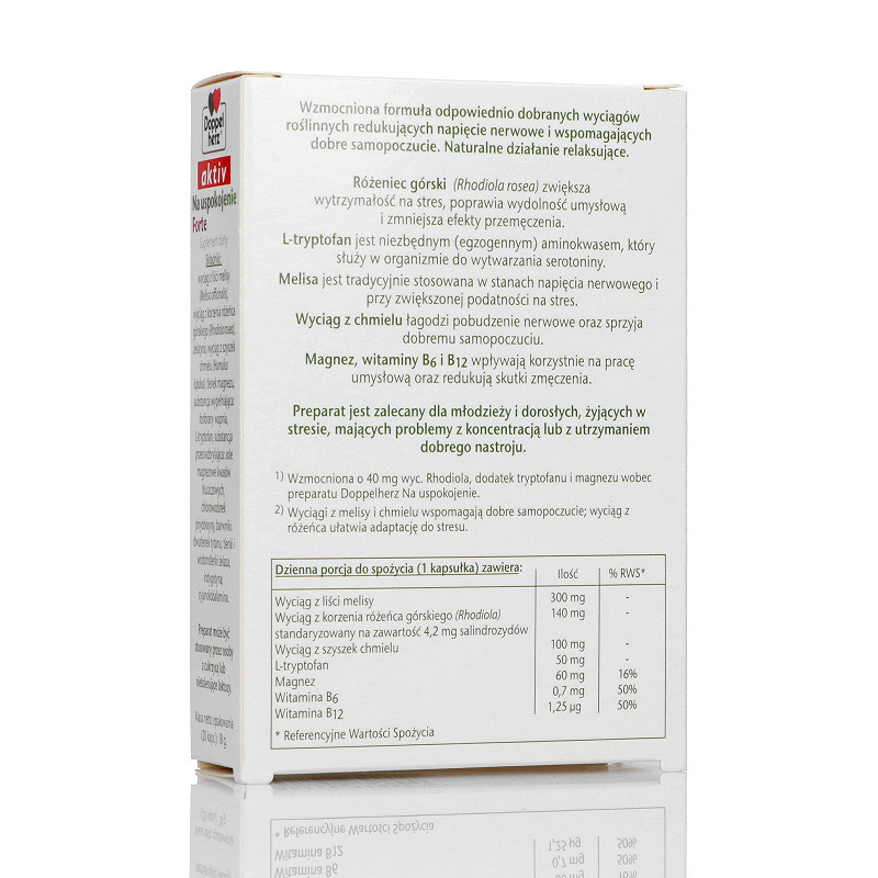 Doppelherz aktiv Na Uspokojenie FORTE, kapsułki ze składniakami redukującymi stres, 20 szt.