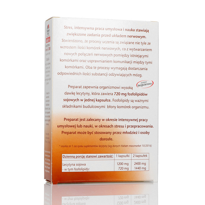 Doppelherz aktiv Lecytyna Forte 1200, kapsułki na okresy intensywnej pracy umysłowej i nauki, stresu i przepracowania, 30 szt.