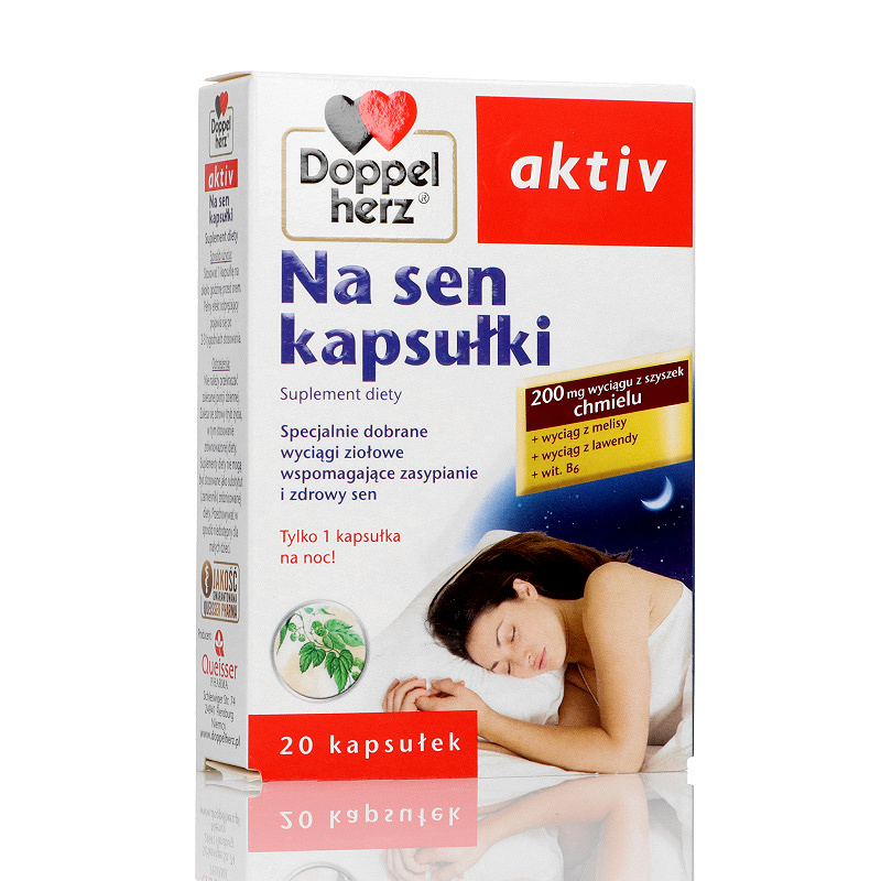 Doppelherz aktiv Na Sen, kapsułki ze składnikami wspomagającymi zasypianie i zdrowy sen, 20 szt.