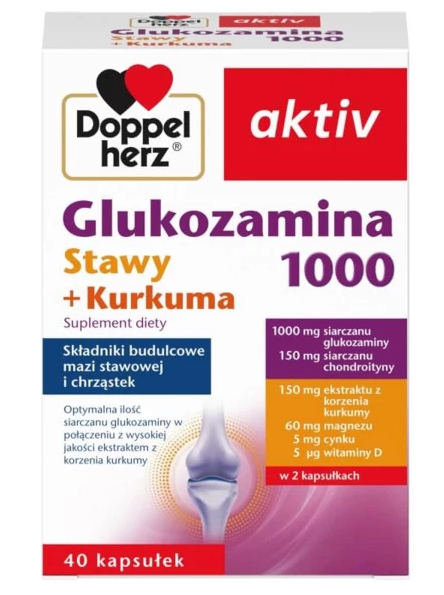 Doppelherz Aktiv Glukozamina 1000 Stawy + Kurkuma, 40 kapsułek