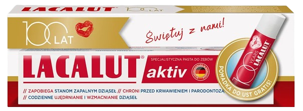 Lacalut Aktiv, pasta do zębów, 75 ml + pomadka do ust, 4,8 g