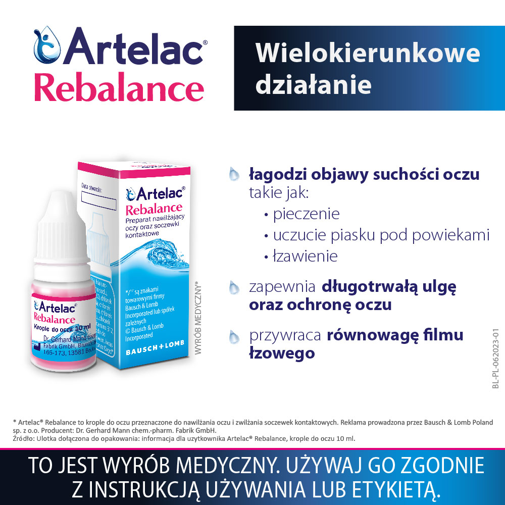 Artelac Rebalance, krople do oczu nawilżające, 10 ml