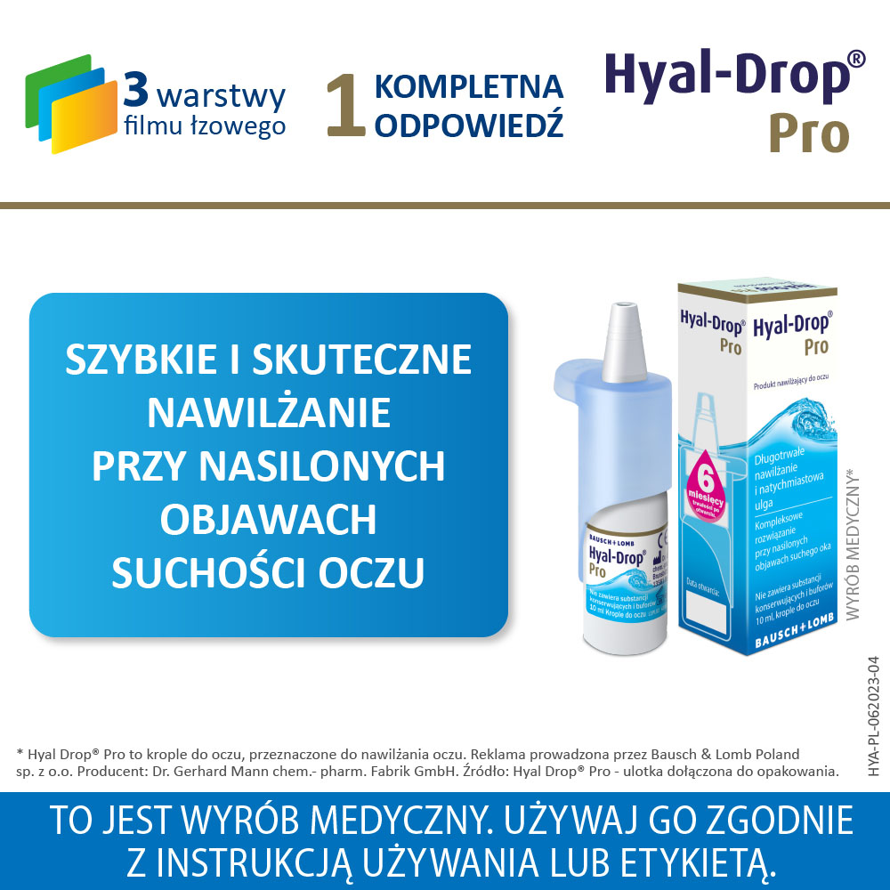 Hyal-Drop Pro , krople nawilżające do oczu, 10 ml