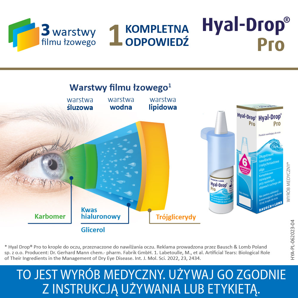 Hyal-Drop Pro , krople nawilżające do oczu, 10 ml