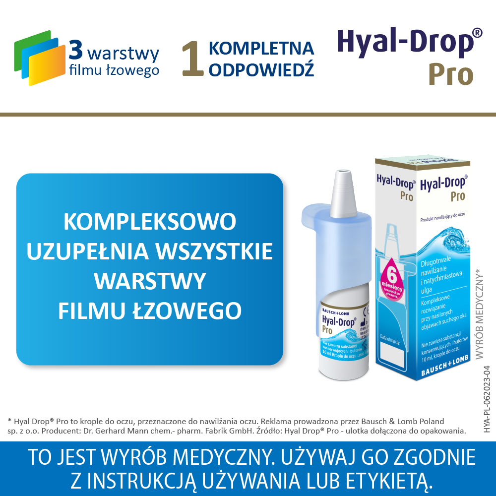 Hyal-Drop Pro , krople nawilżające do oczu, 10 ml