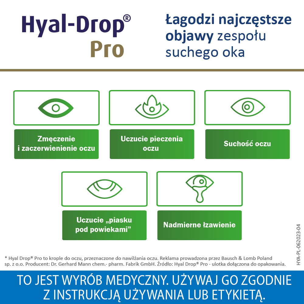 Hyal-Drop Pro , krople nawilżające do oczu, 10 ml